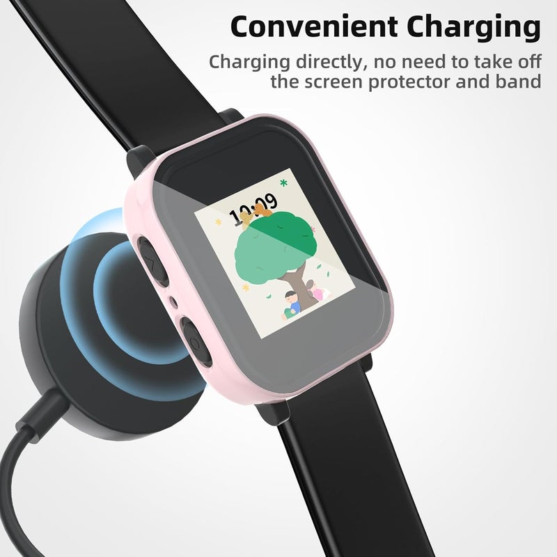 SimpleThings Compatible with Gabb Watch 3 Screen Protector, 3Pack HD Clear Tempered Glass Screen Protector & Hard PC Protective Bumper for Boys Girls (SandPink+Purple+Teal) - Image 5